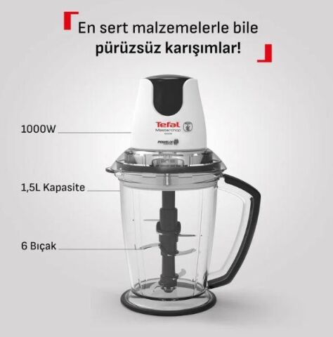 Tefal Masterchop Powelix Extra 6 Bıçaklı Doğrayıcı 1,5 L Hazneli 1000W