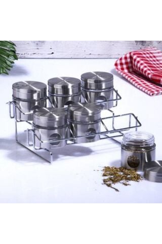 Kosova Metal 6 Lı Baharatlık Seti Cam-428