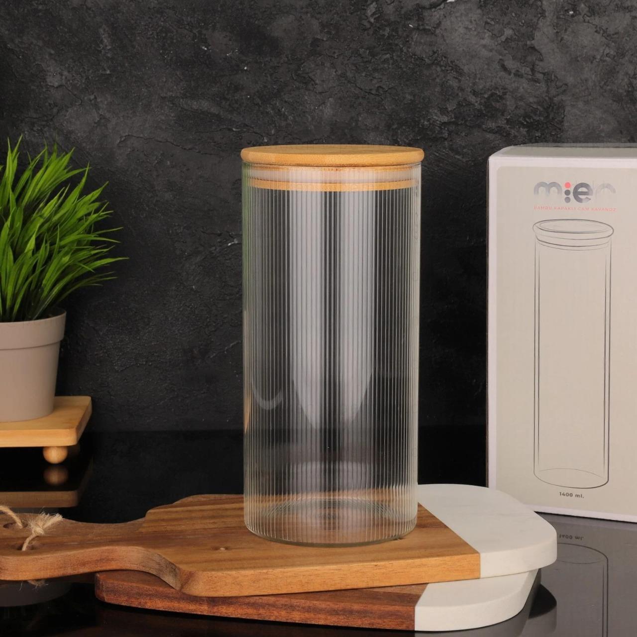 Mien Bambu Kapaklı Cam Kavanoz 1400 ml
