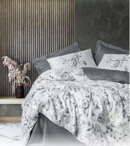 Saten Çift kişilik Moale Gri Nevresim Takımı