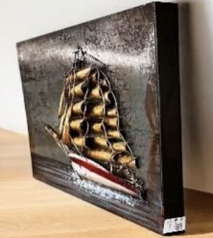 FAM-24 Metal 3D Duvar Yelkenli Gemi Tablo 60*80CM