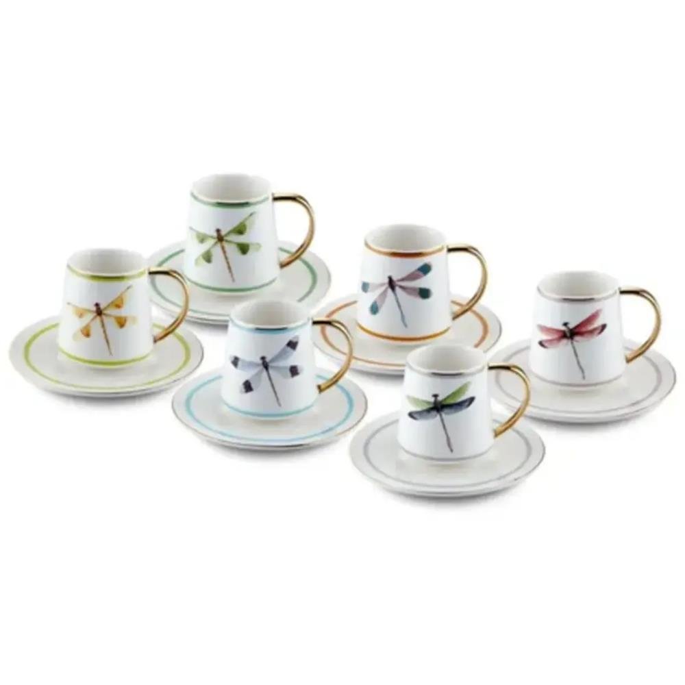 The Mia Dragonfly Desenli  Porselen 6 Kişilik Fincan Takımı CUP0051