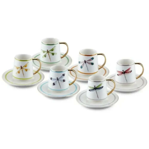 The Mia Dragonfly Desenli  Porselen 6 Kişilik Fincan Takımı CUP0051
