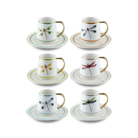 The Mia Dragonfly Desenli  Porselen 6 Kişilik Fincan Takımı CUP0051