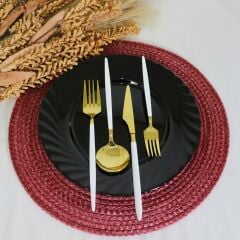 Schön Main 6 Kişilik Çatal Kaşık Bıçak Seti Parlak Gold Beyaz 24 Parça