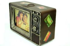 Mnk Dekoratif  El Yapımı Eskitme Metal Televizyon Kumbara