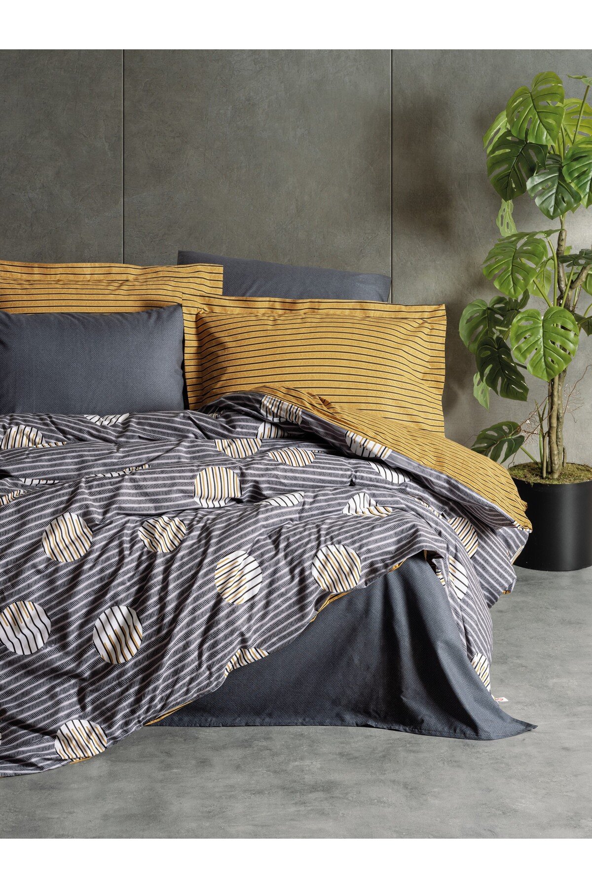Cotton Box Modern Tek Kişilik Nevresim Takımı Strew Gri