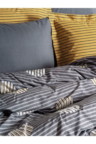 Cotton Box Modern Tek Kişilik Nevresim Takımı Strew Gri