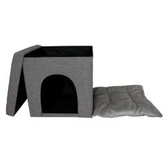 T.Concept Katlanabilir,Minderli Kedi Köpek Kulübesi Koyu Gri