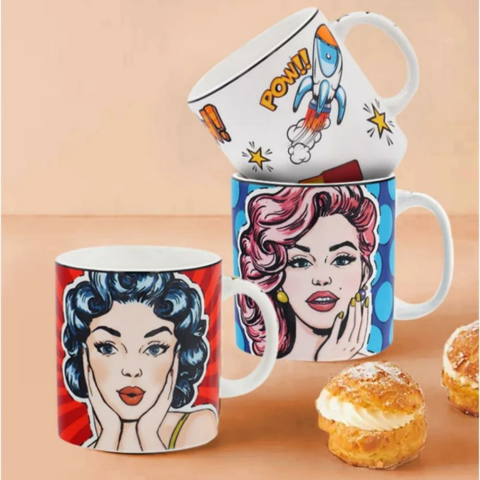 The Mia Pop Art Like Desenli Porselen Kupa POP064