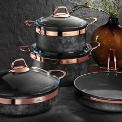 Brioni Royal Stone 7 Parça Taş Tencere Tava Seti Antrasit - Bakır