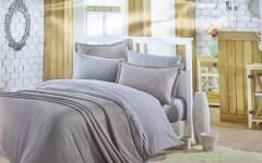 Hobby Natural Set Poplin Tek Kişilik Nevresim Takımı Taupe %100 Pamuk