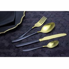 T.Concept Gold Siyah 16 Parça Çatal-Kaşık- Seti