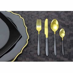 T.Concept Gold Siyah 16 Parça Çatal-Kaşık- Seti