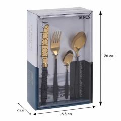 T.Concept Gold Siyah 16 Parça Çatal-Kaşık- Seti