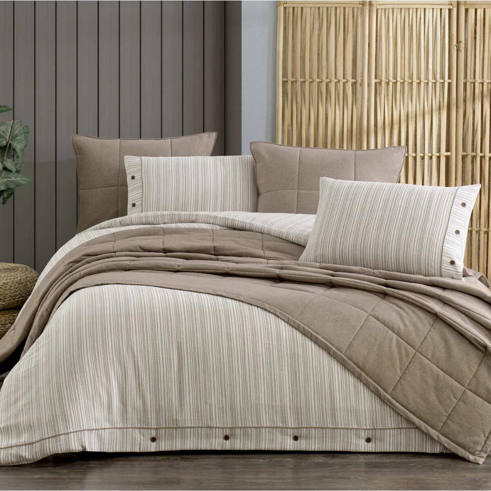 Zebra Casa Olive Çift Kişilik 7 Parça Yatak Örtüsü Seti Kahverengi