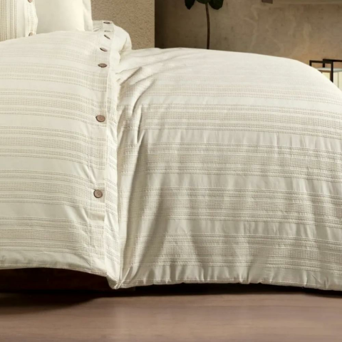 Zebra Casa Likya Çift Kişilik 6 Parça Nevresim Takımı Krem Renk