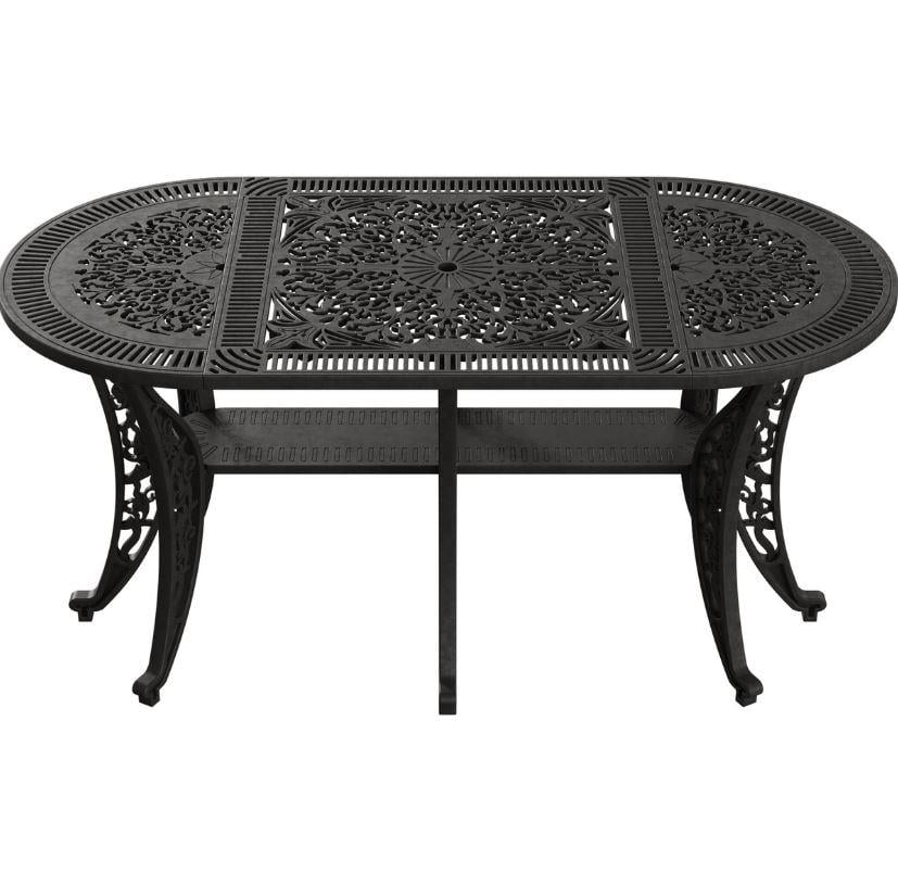 IVF - İstanbul Oval Masa Siyah 6 Kişilik 75x150 cm