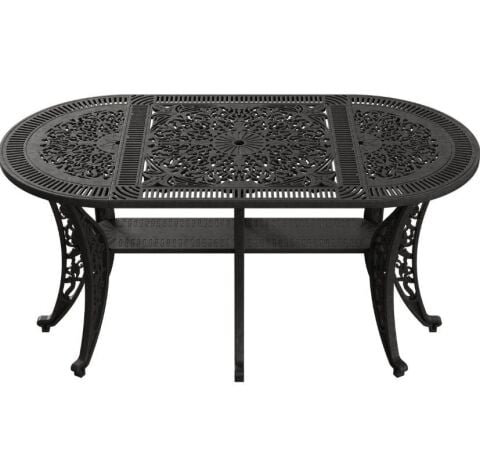 IVF - İstanbul Oval Masa Siyah 6 Kişilik 75x150 cm