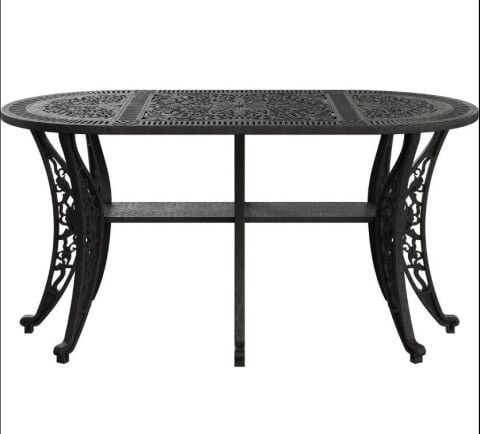 IVF - İstanbul Oval Masa Siyah 6 Kişilik 75x150 cm