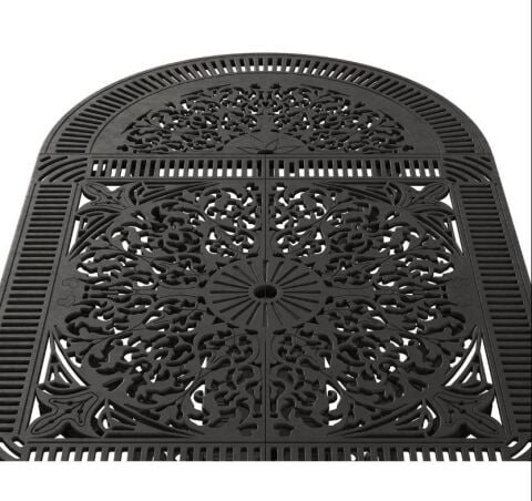 IVF - İstanbul Oval Masa Siyah 6 Kişilik 75x150 cm