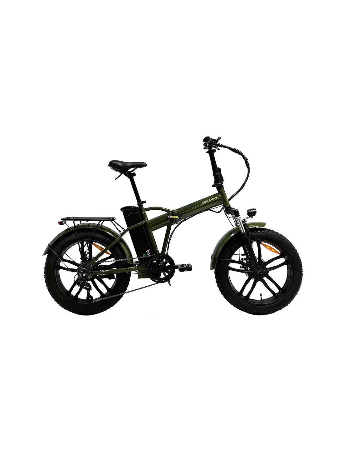 Bisan E-Folding F4 20 Jant M.Disk 43 Cm Elektirikli Katlanır Bisiklet Haki Sarı