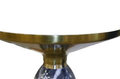 T.Concept Metal Yuvarlak Yan Sehpa Beyaz Mermer Desenli