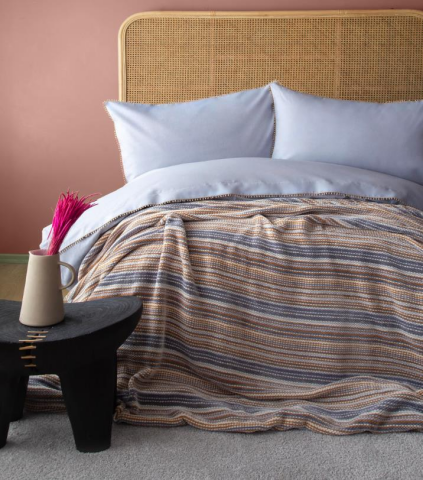 AP Çift Kişilik Lizbon Gri Yatak Örtülü Nevresimli Set