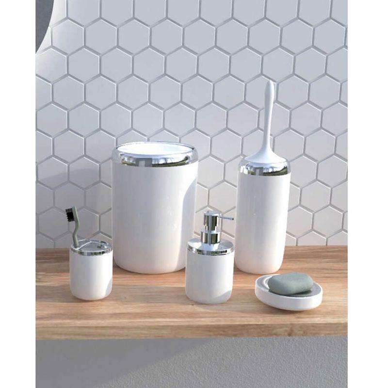 Primanova Lima XL Krom Dekorlu Banyo Seti Beyaz M-SAS04-01-P