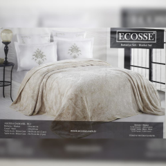 Ecosse Agossa Damask Battaniye Takımı Çift Kişilik Bej
