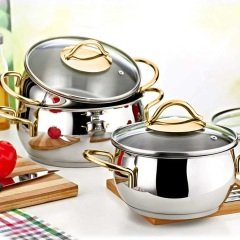 Evimsaray Şevval Mini Set 6 Parça Tencere Altın