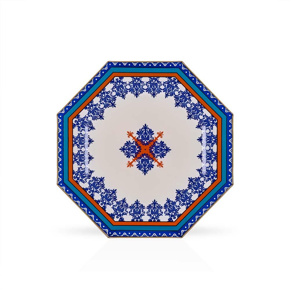 Glore Zarif Sekizgen Etnik Pasta Tabağı 21 cm 6'Lı 25080