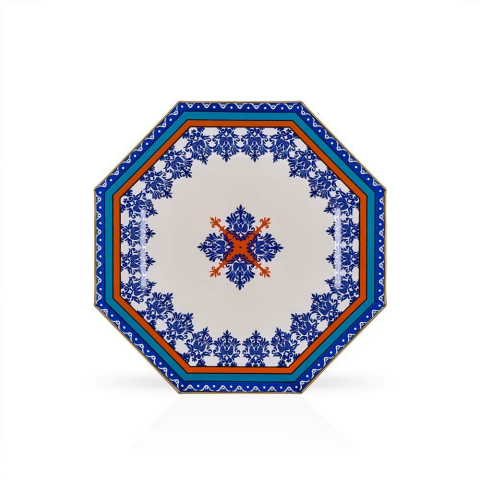 Glore Zarif Sekizgen Etnik Pasta Tabağı 21 cm 6'Lı 25080