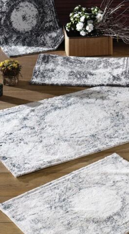 ZEBRA CASA Anna Beyaz/koyu Gri Ikili Banyo Paspas Seti