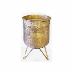 Metal Ayaklı Vintage Dekoratif Saksı Gold 41,5 Cm