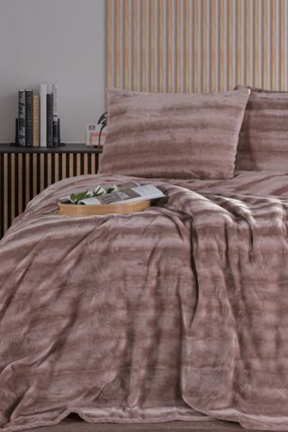 ZEBRACASA Cozy Çift Kişilik Pudra Battaniye Takımı