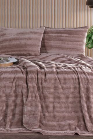 ZEBRACASA Cozy Çift Kişilik Pudra Battaniye Takımı
