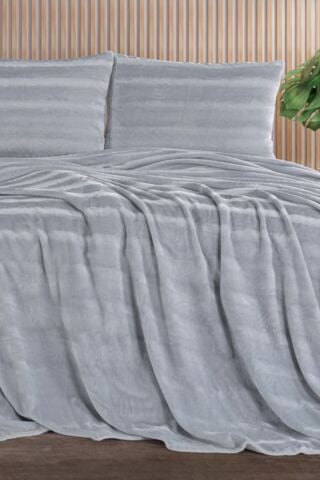 ZEBRA CASA Cozy Tek Kişilik Gri Battaniye Takımı
