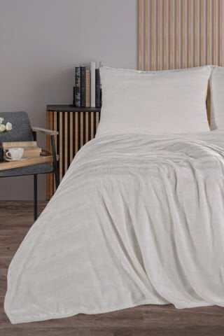 ZEBRA CASA Cozy Çift Kişilik Krem Battaniye Takımı