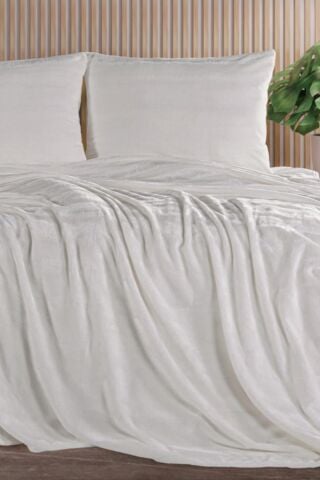 ZEBRA CASA Cozy Çift Kişilik Krem Battaniye Takımı