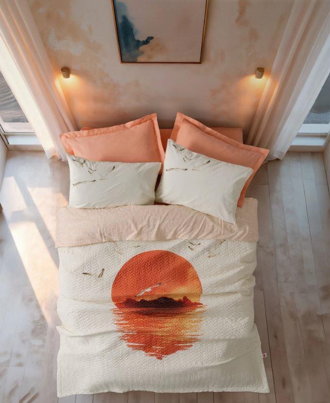 Cotton Box Maritime Çift Kişilik Nevresim Takımı Sunset Somon