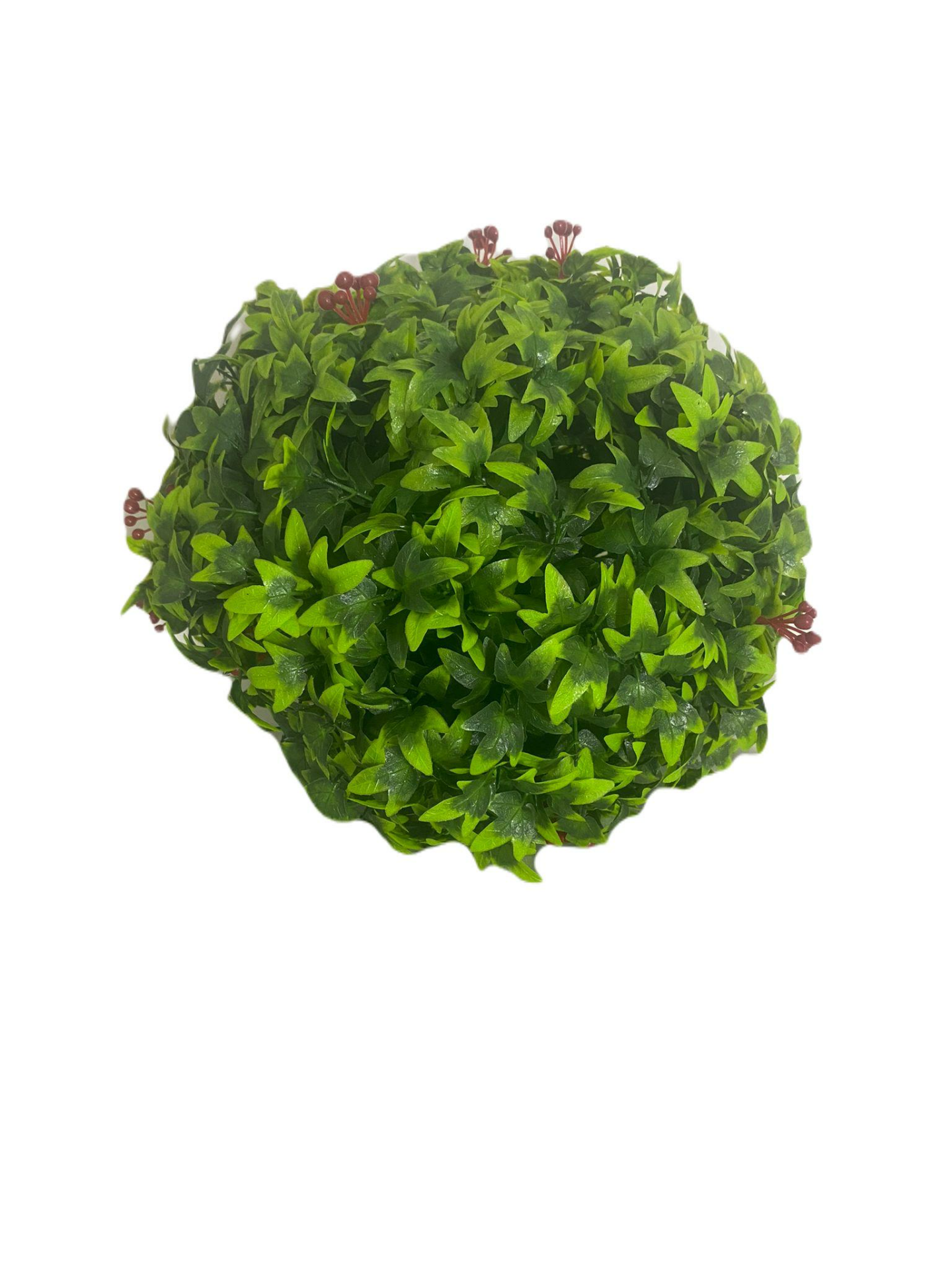 T.Concept Dekoratif Kırmızı Çiçekli Şimşir Top 30 cm Yeşil