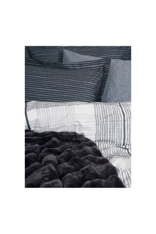 Cotton Box Çift Kişilik Trim Battaniyeli Nevresim Takımı Smooth Siyah