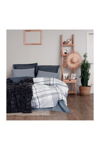 Cotton Box Çift Kişilik Trim Battaniyeli Nevresim Takımı Smooth Siyah