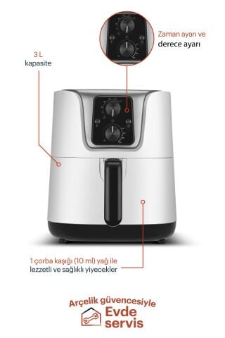 Grundig Airfryer FR 4032 A Az Yağlı Pişirici