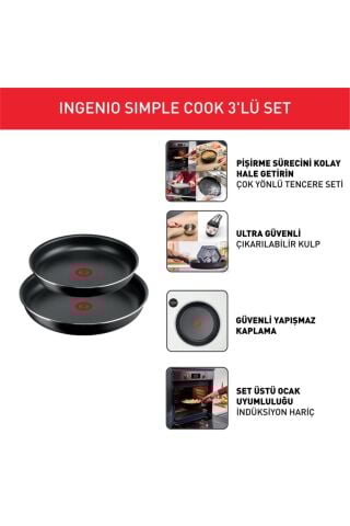TEFAL Titanyum Ingenio Simple Cook 1x Küçük Set - 3 Parça