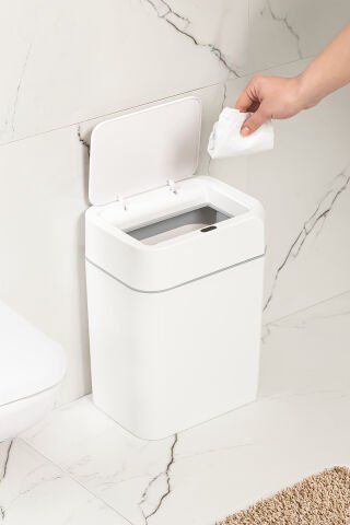 Porsima 4147 Hareket Sensörlü Sessiz Kapatma Çöp Kutusu Banyo Mutfak Çöp Kovası Kapaklı Banyo Çöp Kovası