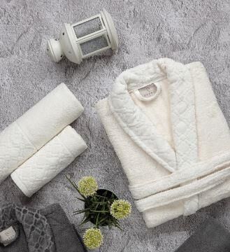 ROXY KREM/ANTRASİT AİLE BORNOZ SETİ