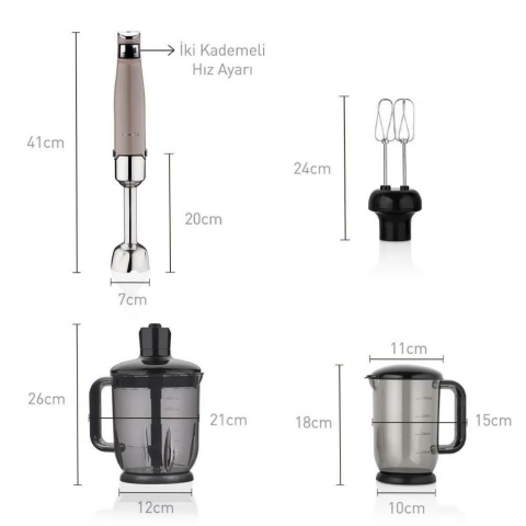 Korkmaz Performix Dayanıklı Mega Blender Set Bej Renk A449-02