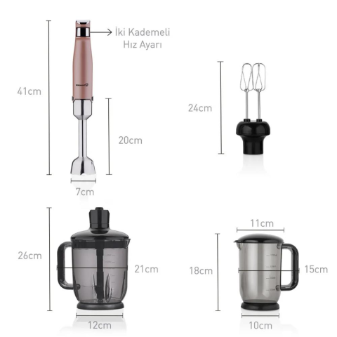 Korkmaz Performix  Dayanıklı Mega Blender Set Rosagold Renk A449-01